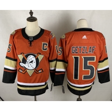 Men's Adidas Anaheim Ducks #15 Ryan Getzlaf Orange Authentic Teal Third Jersey