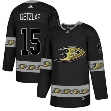 Men's Adidas Anaheim Ducks #15 Ryan Getzlaf Premier Black Team Logo Fashion NHL Jersey