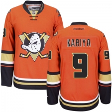 Men's Reebok Anaheim Ducks #9 Paul Kariya Premier Orange Third NHL Jersey