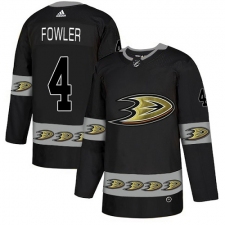 Men's Adidas Anaheim Ducks #4 Cam Fowler Premier Black Team Logo Fashion NHL Jersey