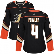 Women's Adidas Anaheim Ducks #4 Cam Fowler Authentic Black Home NHL Jersey