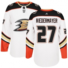 Men's Adidas Anaheim Ducks #27 Scott Niedermayer Authentic White Away NHL Jersey