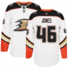 Men's Adidas Anaheim Ducks #46 Max Jones Authentic White Away NHL Jersey