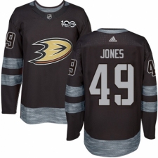 Men's Adidas Anaheim Ducks #49 Max Jones Authentic Black 1917-2017 100th Anniversary NHL Jersey