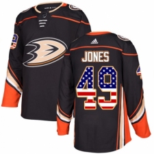 Men's Adidas Anaheim Ducks #49 Max Jones Authentic Black USA Flag Fashion NHL Jersey