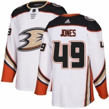 Men's Adidas Anaheim Ducks #49 Max Jones Authentic White Away NHL Jersey