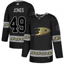 Men's Adidas Anaheim Ducks #49 Max Jones Premier Black Team Logo Fashion NHL Jersey