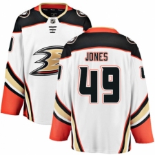 Men's Anaheim Ducks #49 Max Jones Authentic White Away Fanatics Branded Breakaway NHL Jersey