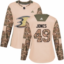 Women's Adidas Anaheim Ducks #49 Max Jones Authentic Camo Veterans Day Practice NHL Jersey