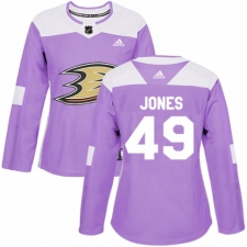 Women's Adidas Anaheim Ducks #49 Max Jones Authentic Purple Fights Cancer Practice NHL Jersey