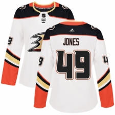 Women's Adidas Anaheim Ducks #49 Max Jones Authentic White Away NHL Jersey