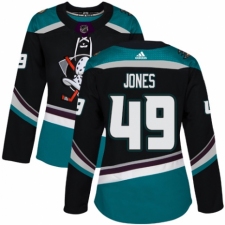 Women's Adidas Anaheim Ducks #49 Max Jones Premier Black  Teal Alternate NHL Jersey