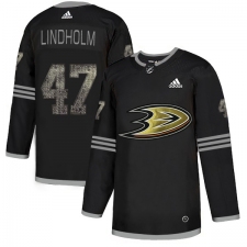 Men's Adidas Anaheim Ducks #47 Hampus Lindholm Black Authentic Classic Stitched NHL Jersey