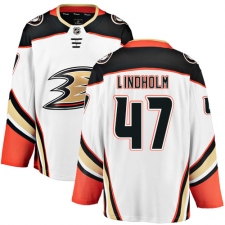 Men's Anaheim Ducks #47 Hampus Lindholm Fanatics Branded White Away Breakaway NHL Jersey