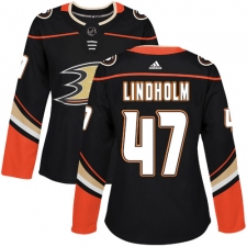 Women's Adidas Anaheim Ducks #47 Hampus Lindholm Authentic Black Home NHL Jersey