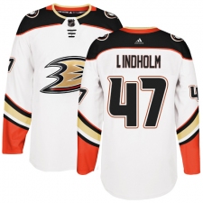 Youth Adidas Anaheim Ducks #47 Hampus Lindholm Authentic White Away NHL Jersey