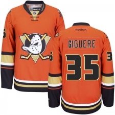 Men's Reebok Anaheim Ducks #35 Jean-Sebastien Giguere Premier Orange Third NHL Jersey