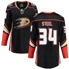 Women's Anaheim Ducks #34 Sam Steel Fanatics Branded Black Home Breakaway NHL Jersey