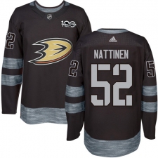 Men's Adidas Anaheim Ducks #52 Julius Nattinen Authentic Black 1917-2017 100th Anniversary NHL Jersey