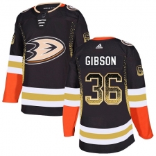 Men's Adidas Anaheim Ducks #36 John Gibson Authentic Black Drift Fashion NHL Jersey