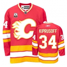 Men's Reebok Calgary Flames #34 Miikka Kiprusoff Premier Red 30th Patch NHL Jersey