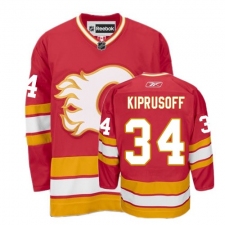 Men's Reebok Calgary Flames #34 Miikka Kiprusoff Premier Red Third NHL Jersey