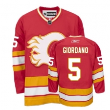 Men's Reebok Calgary Flames #5 Mark Giordano Authentic Red Third NHL Jersey