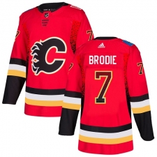 Men's Adidas Calgary Flames #7 TJ Brodie Authentic Red Drift Fashion NHL Jersey