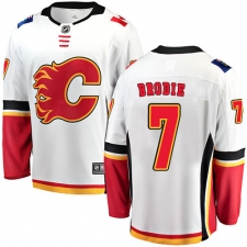 Youth Calgary Flames #7 TJ Brodie Fanatics Branded White Away Breakaway NHL Jersey