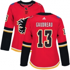 Women's Adidas Calgary Flames #13 Johnny Gaudreau Authentic Red Home NHL Jersey