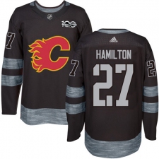 Men's Adidas Calgary Flames #27 Dougie Hamilton Authentic Black 1917-2017 100th Anniversary NHL Jersey