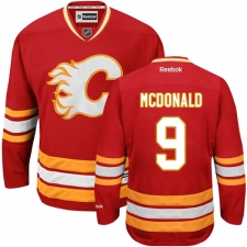 Men's Reebok Calgary Flames #9 Lanny McDonald Premier Red Third NHL Jersey