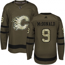 Youth Reebok Calgary Flames #9 Lanny McDonald Authentic Green Salute to Service NHL Jersey
