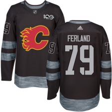 Men's Adidas Calgary Flames #79 Michael Ferland Authentic Black 1917-2017 100th Anniversary NHL Jersey