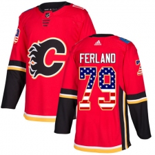 Men's Adidas Calgary Flames #79 Michael Ferland Authentic Red USA Flag Fashion NHL Jersey