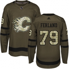 Youth Reebok Calgary Flames #79 Michael Ferland Premier Green Salute to Service NHL Jersey