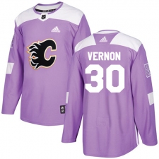 Youth Reebok Calgary Flames #30 Mike Vernon Authentic Purple Fights Cancer Practice NHL Jersey