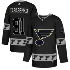 Men's Adidas St. Louis Blues #91 Vladimir Tarasenko Authentic Black Team Logo Fashion NHL Jersey