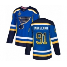 Men's St. Louis Blues #91 Vladimir Tarasenko Authentic Blue Drift Fashion 2019 Stanley Cup Final Bound Hockey Jersey
