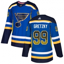 Men's Adidas St. Louis Blues #99 Wayne Gretzky Authentic Blue Drift Fashion NHL Jersey