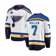 Men's St. Louis Blues #7 Joe Mullen Fanatics Branded White Away Breakaway 2019 Stanley Cup Champions Hockey Jersey