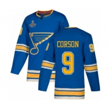 Men's St. Louis Blues #9 Shayne Corson Authentic Navy Blue Alternate 2019 Stanley Cup Champions Hockey Jersey