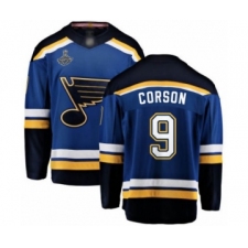 Men's St. Louis Blues #9 Shayne Corson Fanatics Branded Royal Blue Home Breakaway 2019 Stanley Cup Champions Hockey Jersey