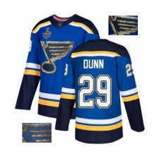 Men's St. Louis Blues #29 Vince Dunn Authentic Royal Blue Fashion Gold 2019 Stanley Cup Final Bound Hockey Jersey