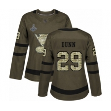 Women's St. Louis Blues #29 Vince Dunn Authentic Green Salute to Service 2019 Stanley Cup Champions Hockey Jersey