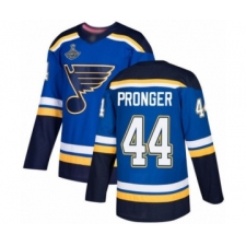 Men's St. Louis Blues #44 Chris Pronger Authentic Royal Blue Home 2019 Stanley Cup Champions Hockey Jersey