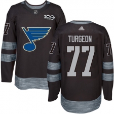 Men's Adidas St. Louis Blues #77 Pierre Turgeon Authentic Black 1917-2017 100th Anniversary NHL Jersey