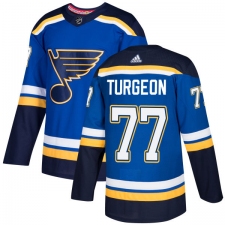 Men's Adidas St. Louis Blues #77 Pierre Turgeon Premier Royal Blue Home NHL Jersey