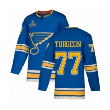 Men's St. Louis Blues #77 Pierre Turgeon Authentic Navy Blue Alternate 2019 Stanley Cup Champions Hockey Jersey