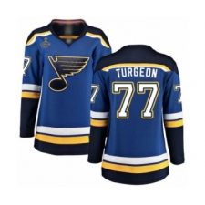 Women's St. Louis Blues #77 Pierre Turgeon Fanatics Branded Royal Blue Home Breakaway 2019 Stanley Cup Champions Hockey Jersey